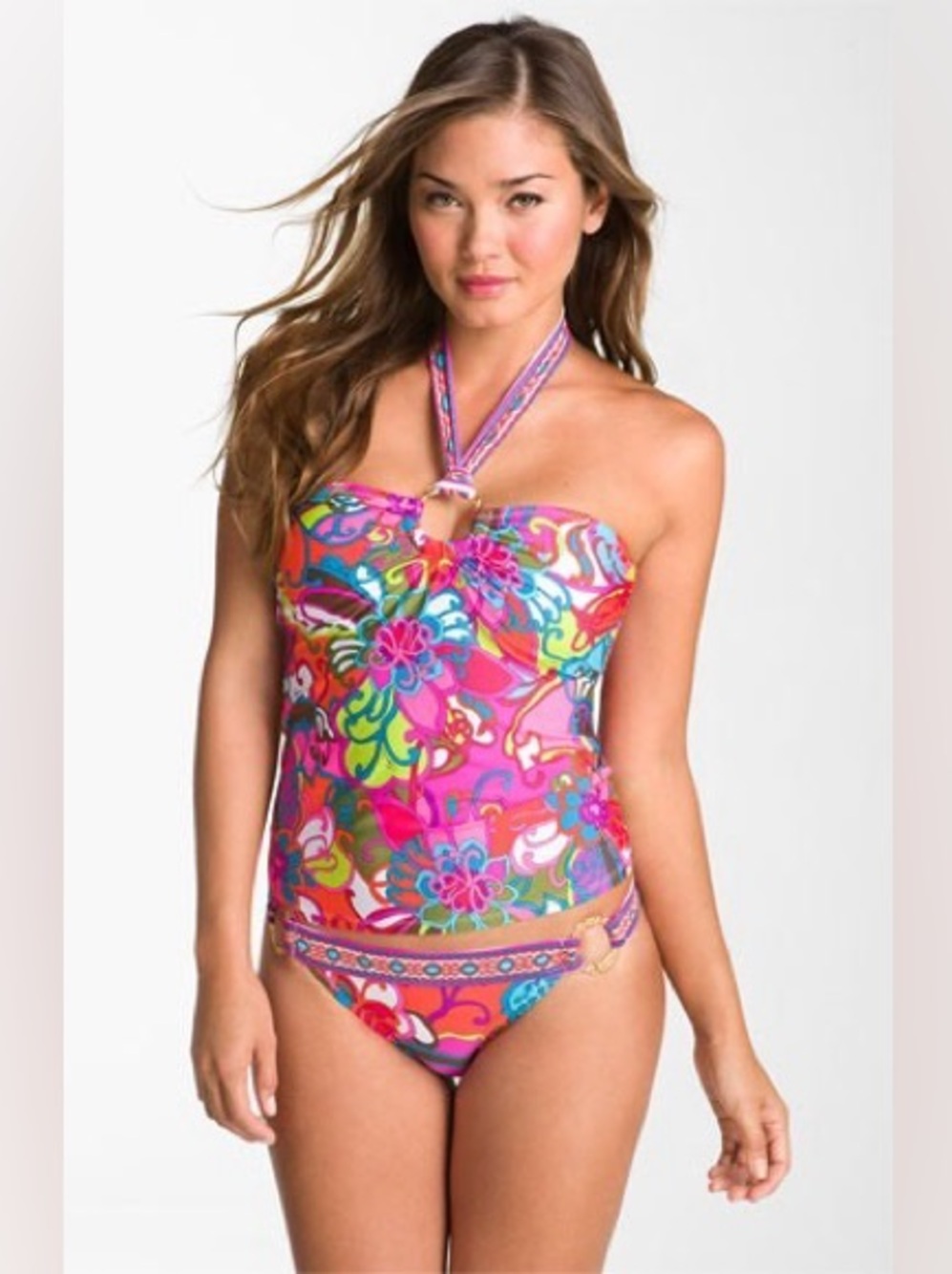 Trina Turk Fiji Flowers halter tankini top only - Picture 2 of 7